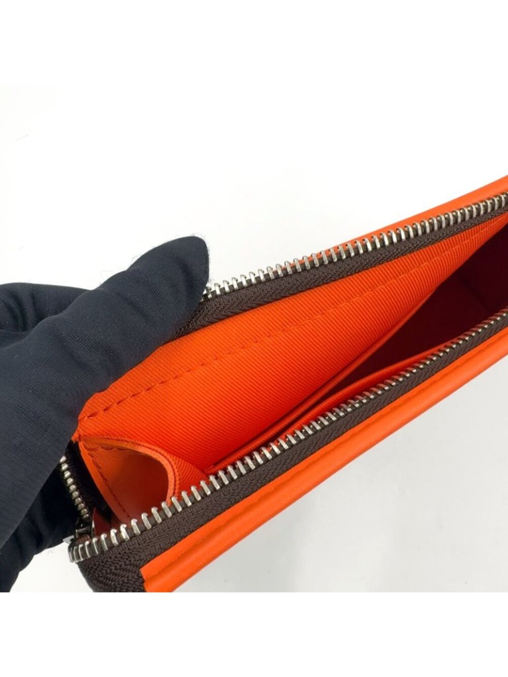 Louis Vuitton Pochette Voyage MM Monogram Macassar Leather Orange Brown Clutch - Picture 6 of 15